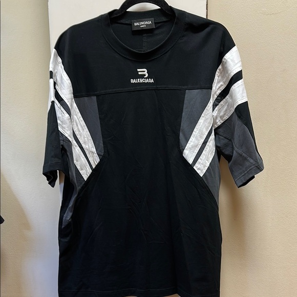 Balenciaga Shirts Balenciaga Black And Gray Short Sleeve Tee